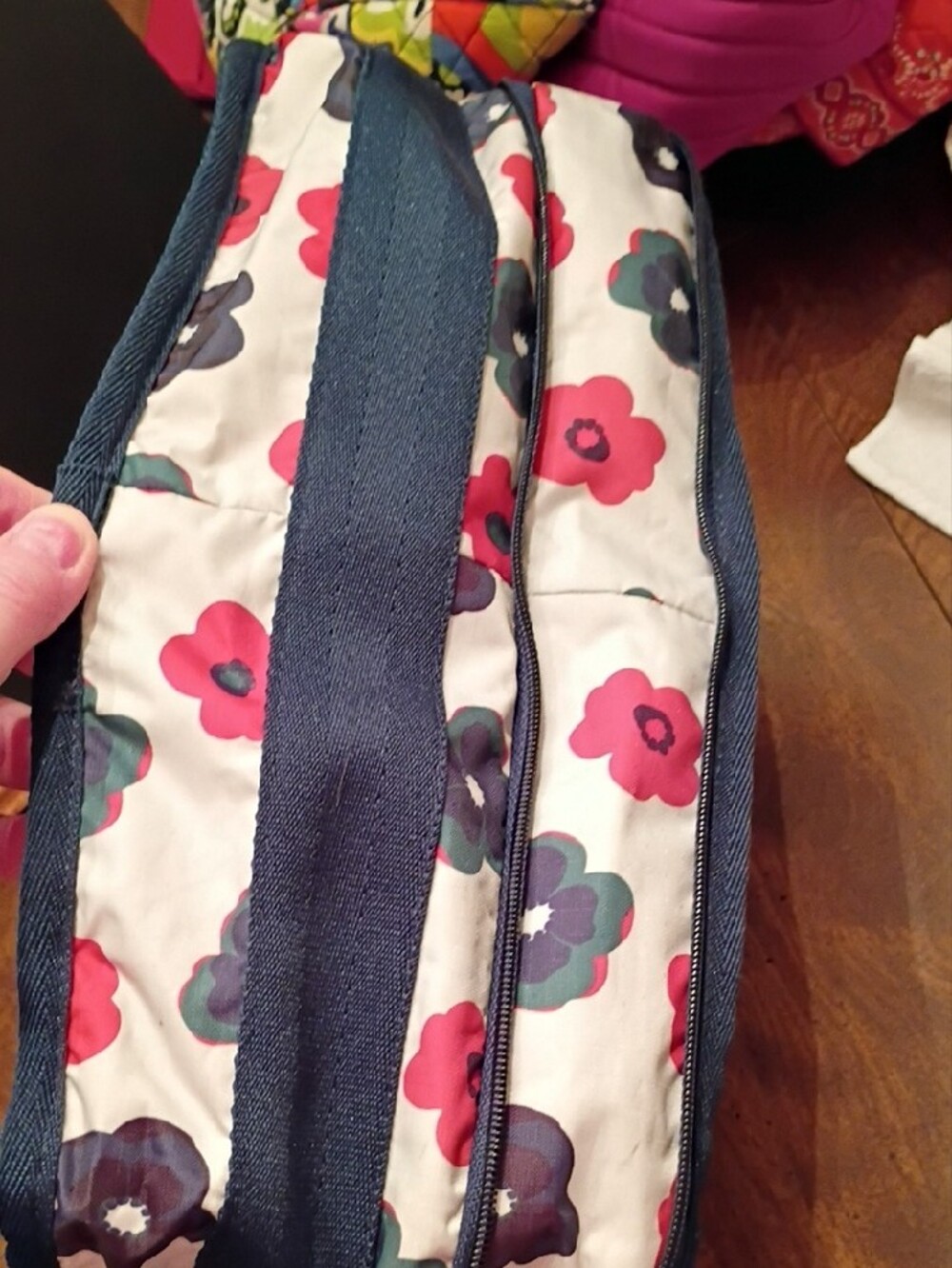 Lesportsac Navy Trim Floral Crossbody with Pink and Purple Flowers - Picture 5 of 6